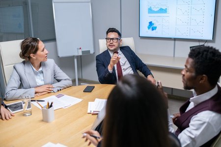 corporate meeting presentation setup