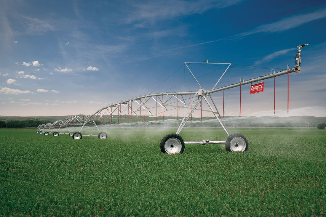 agricultural fields with irrigation systems
