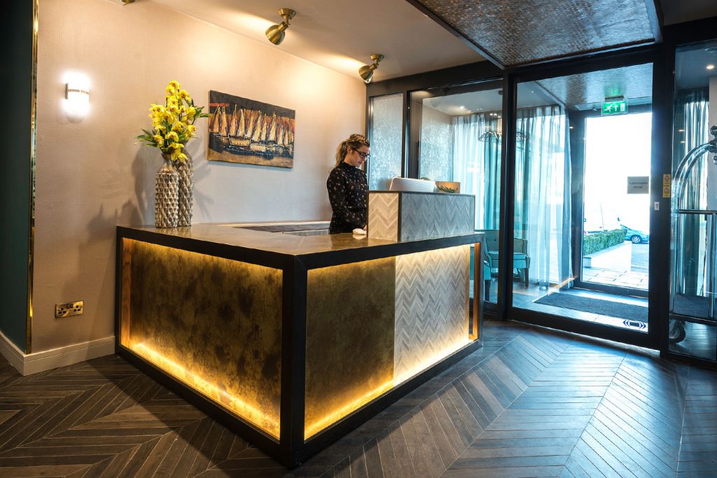 hotel front desk interior