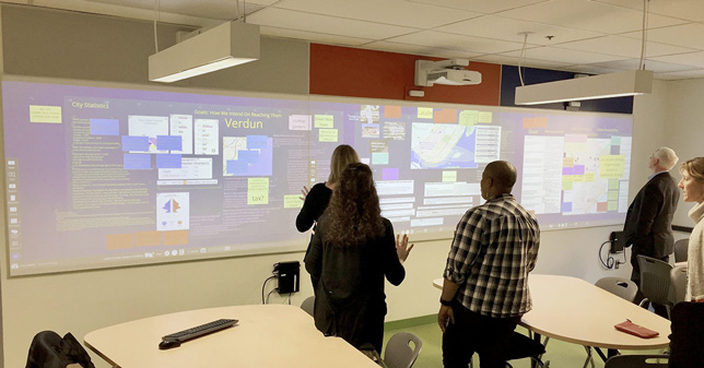 college classroom with digital technology