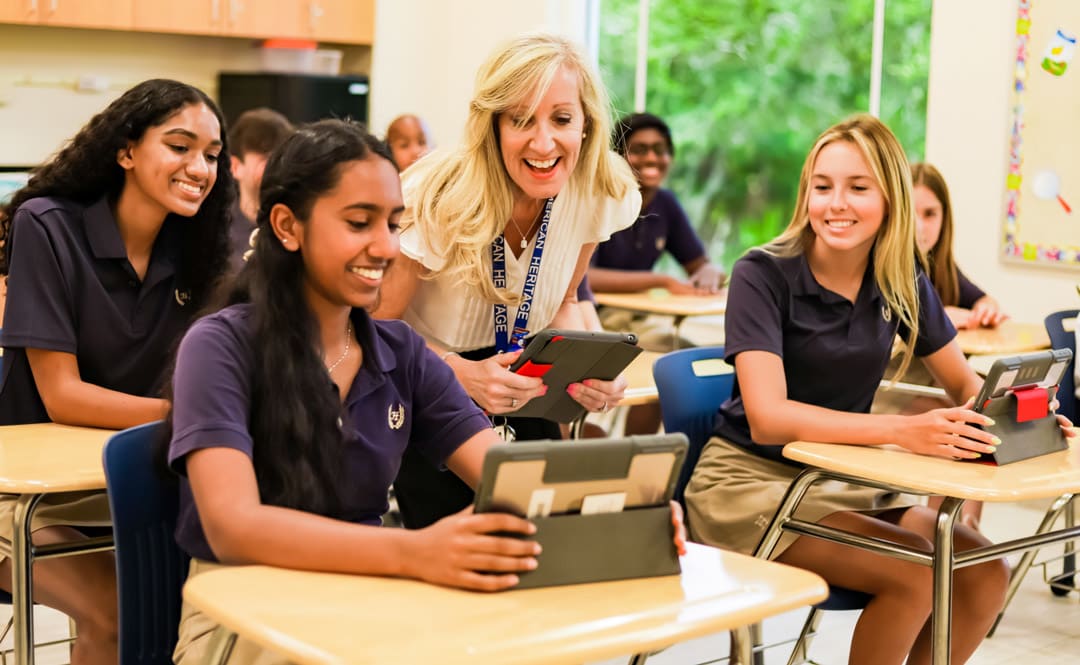students engaging with technology classroom