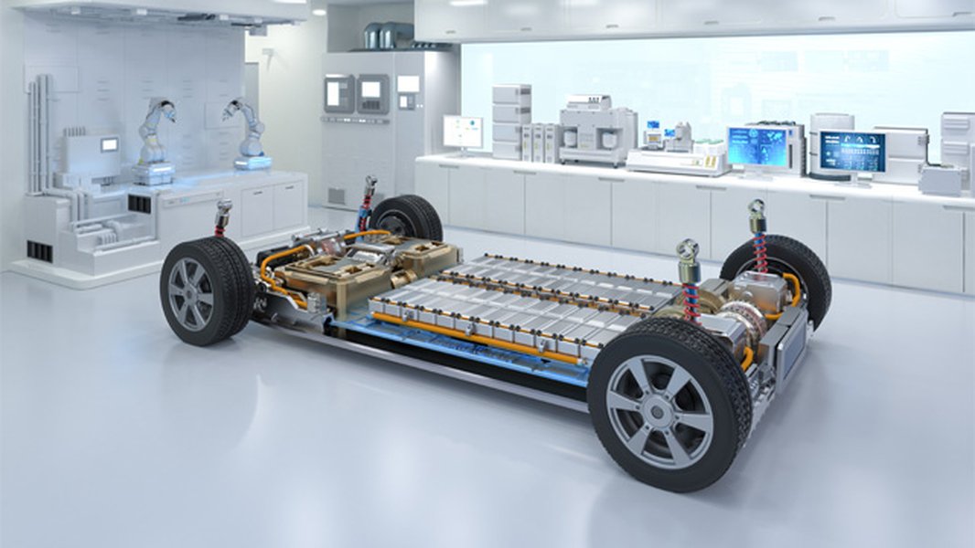 Advanced testing equipment used for EV battery diagnostics.