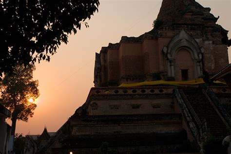 chiang mai temple at sunset