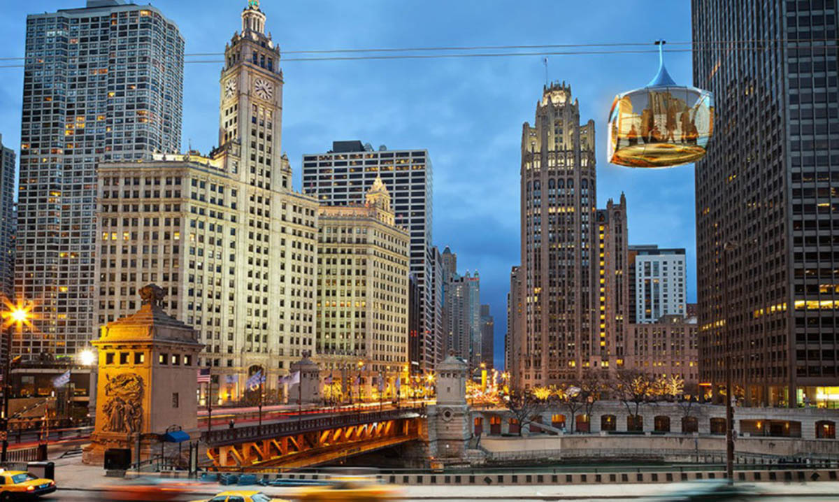 urban broadcasting towers chicago skyline