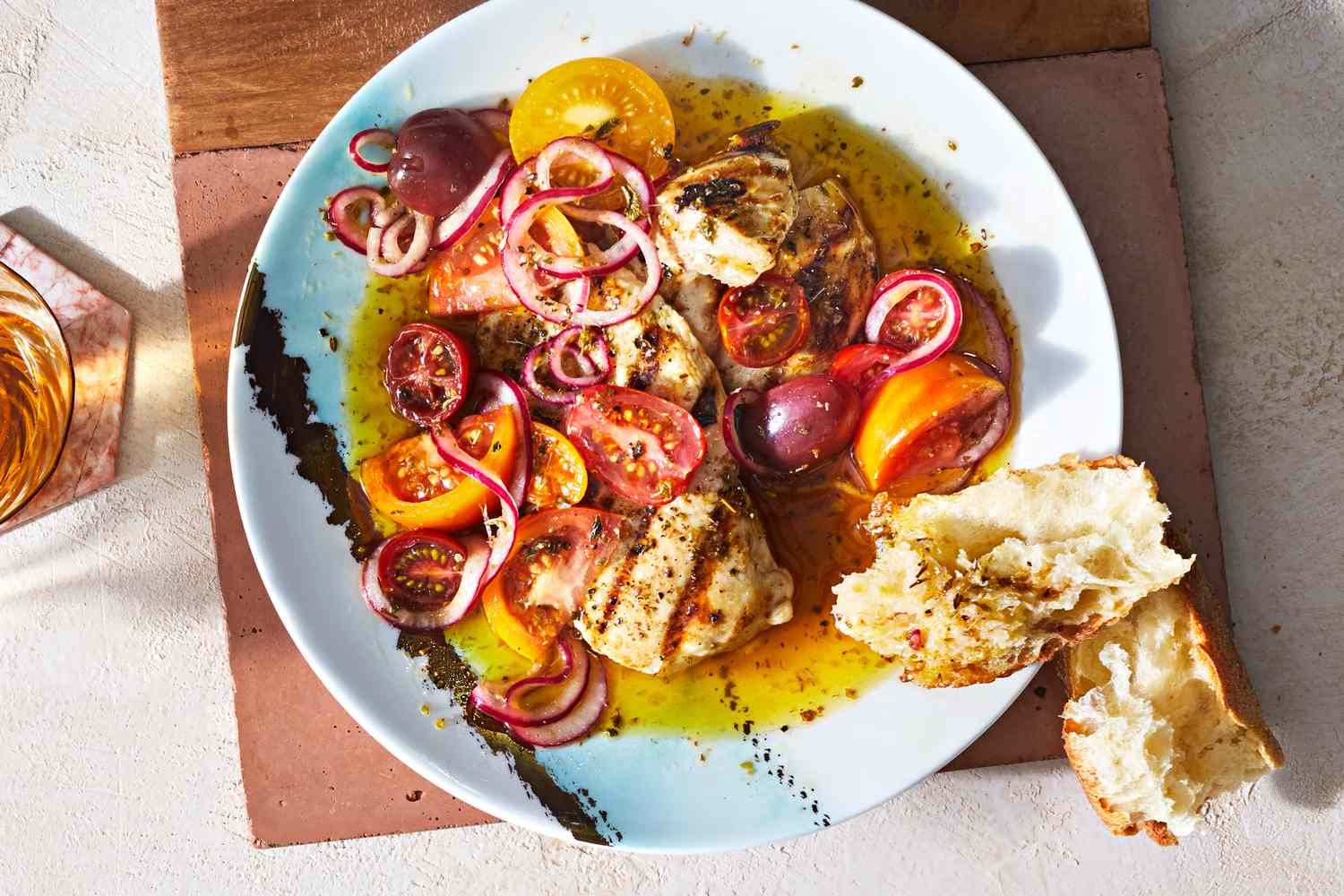 grilled chicken dinner on plate