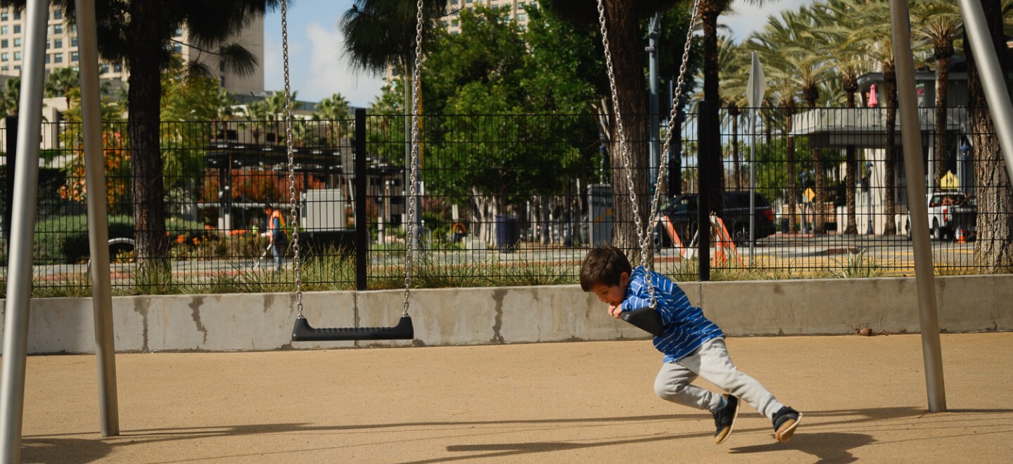 children playing outdoor urban park