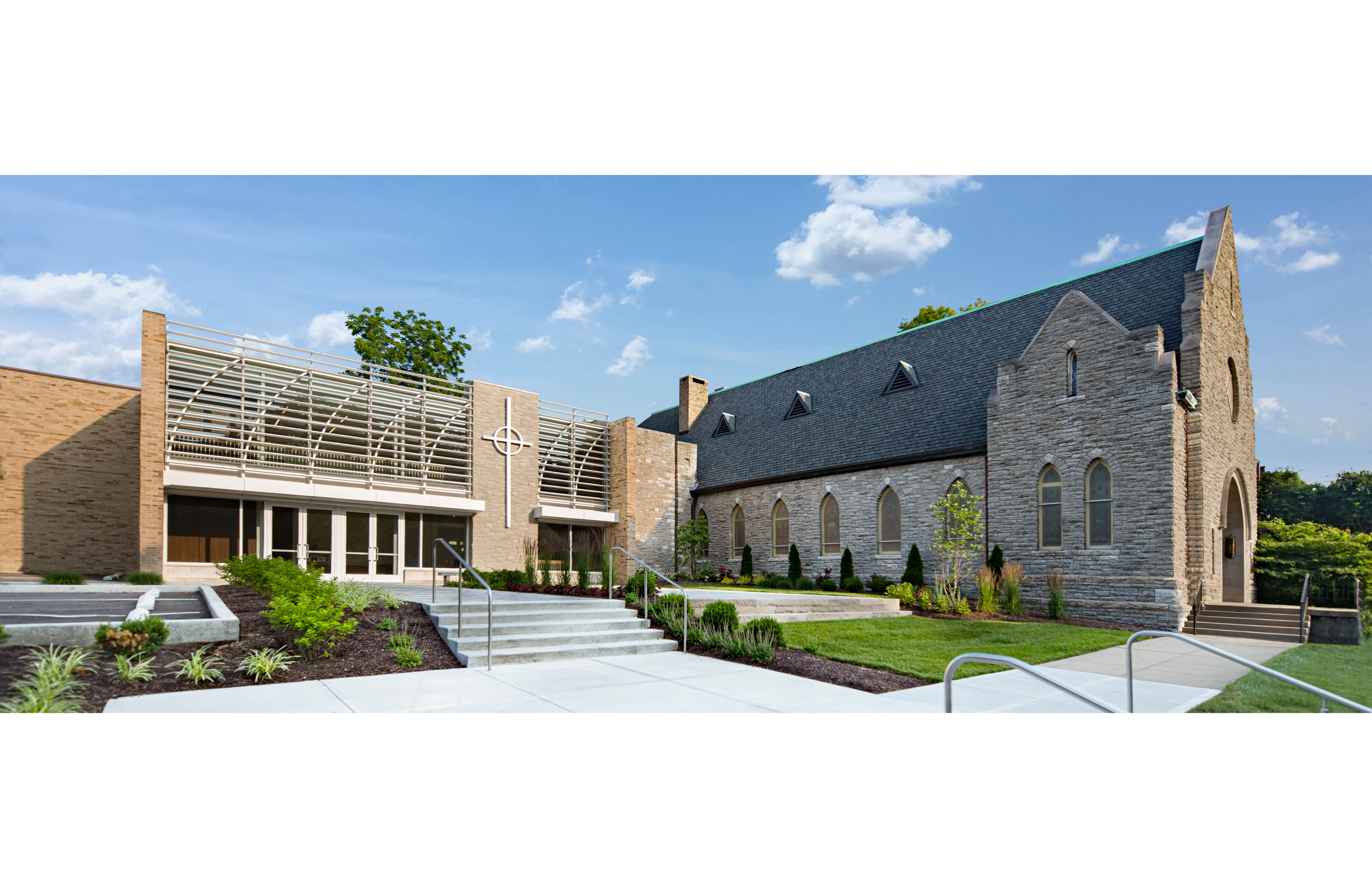 church building front court