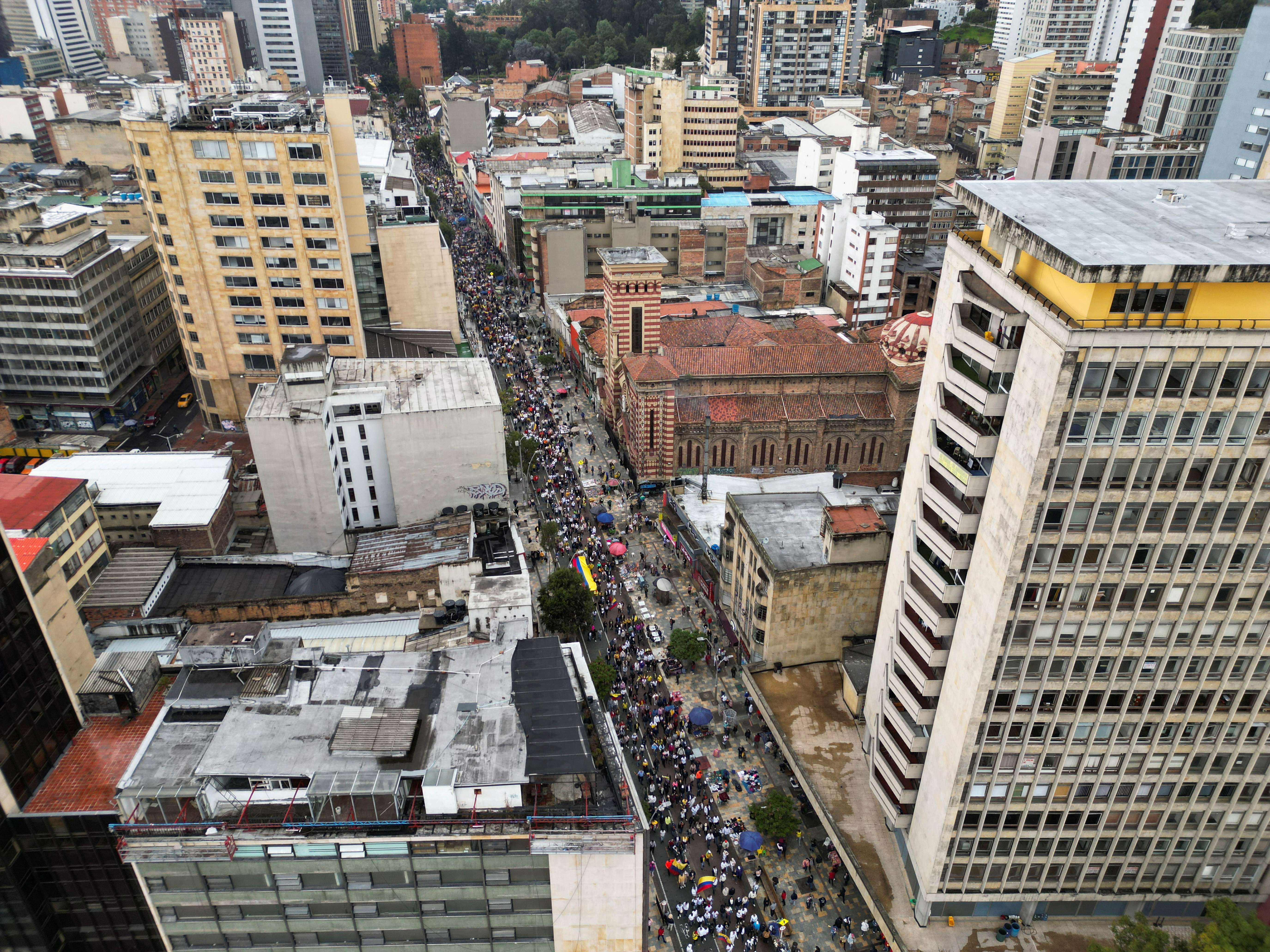 colombian cityscape march protest