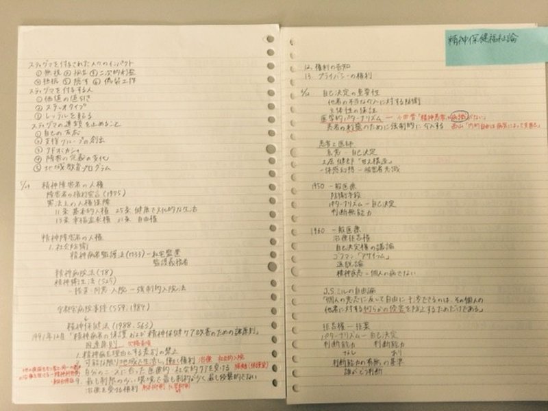 ノートに学びを記録している様子
