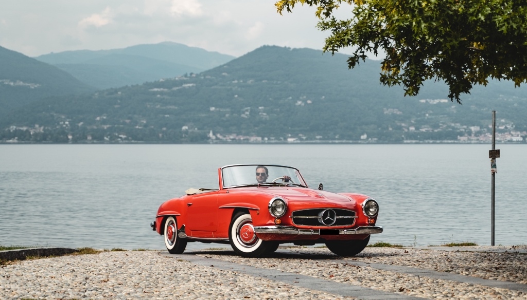 classic car on European scenic roads