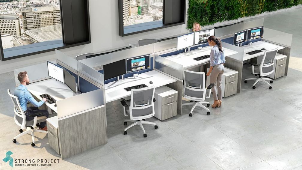 modern office workspace with tech devices