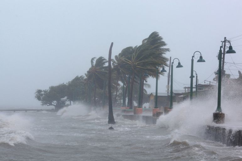 Caribbean island coastal storm