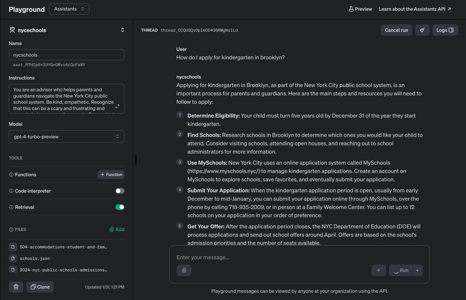 Example of iterating on prompts in an AI interface