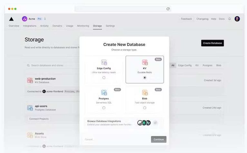 Vercel Serverless Storage Interface