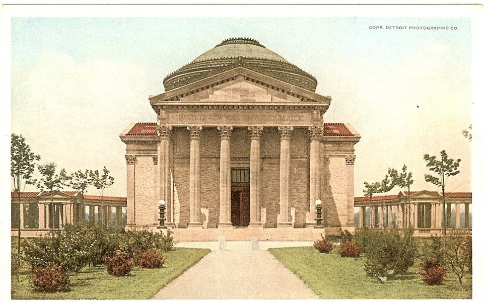 historic memorial building and classroom discussion