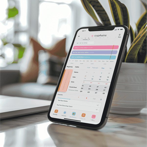 Parents discussing a co-parenting app on a tablet