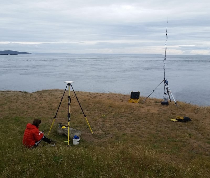 coastal landscape with research equipment