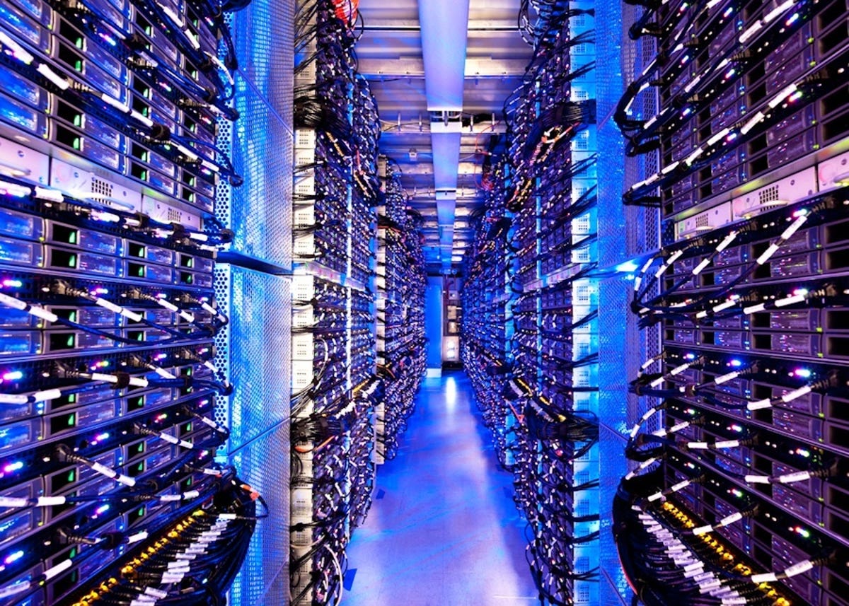 scenic view of server room and modern technology