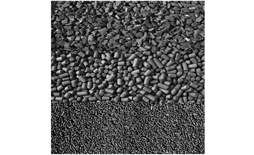 coconut shells and activated charcoal textures