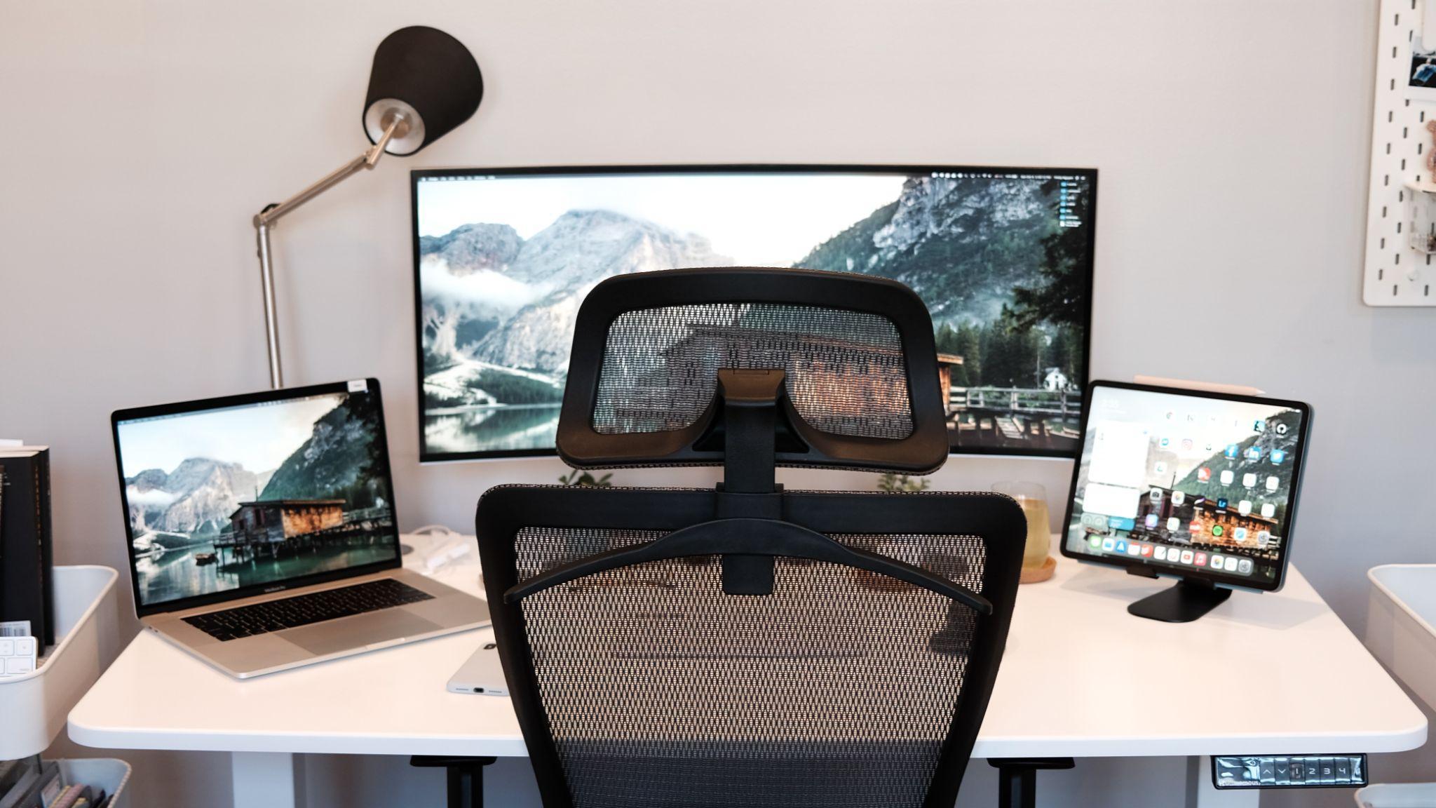modern coding workspace with code and technology
