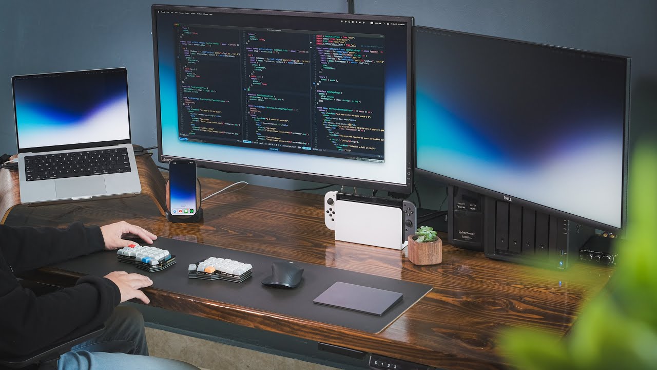 modern development workspace with computer setup