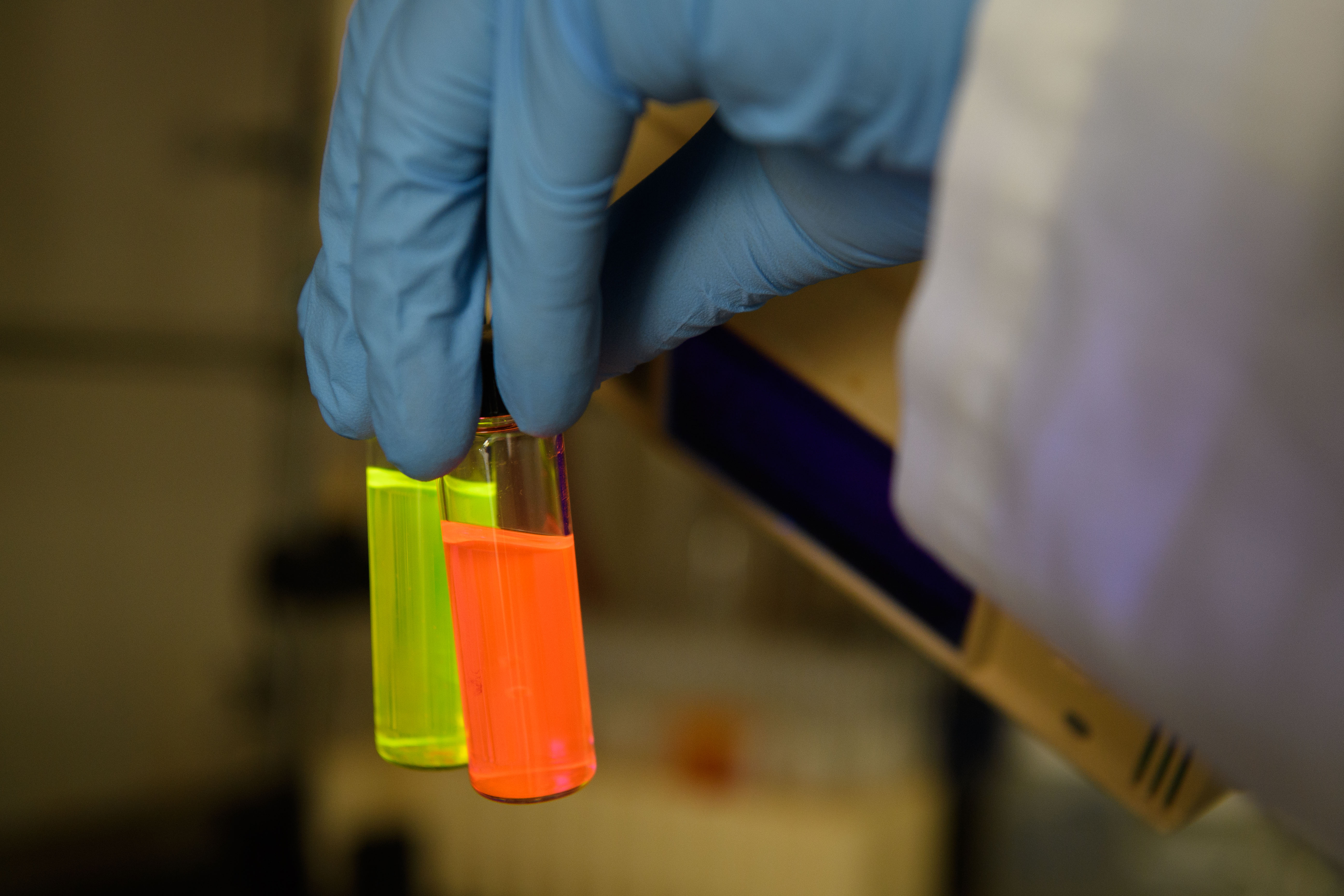 vibrant dyes in laboratory setting