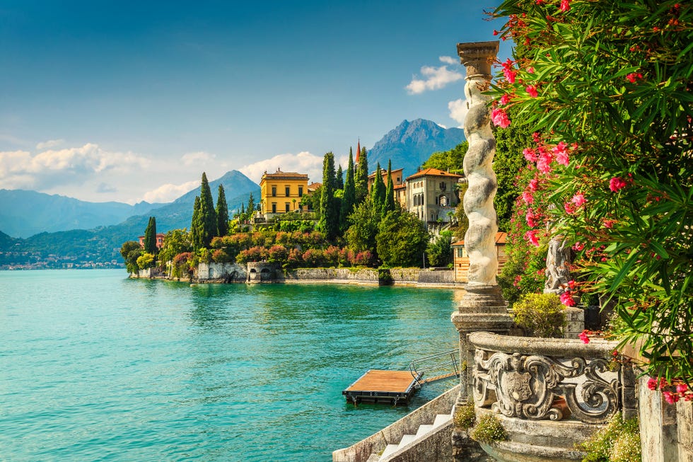 Italian lake scenery with villas