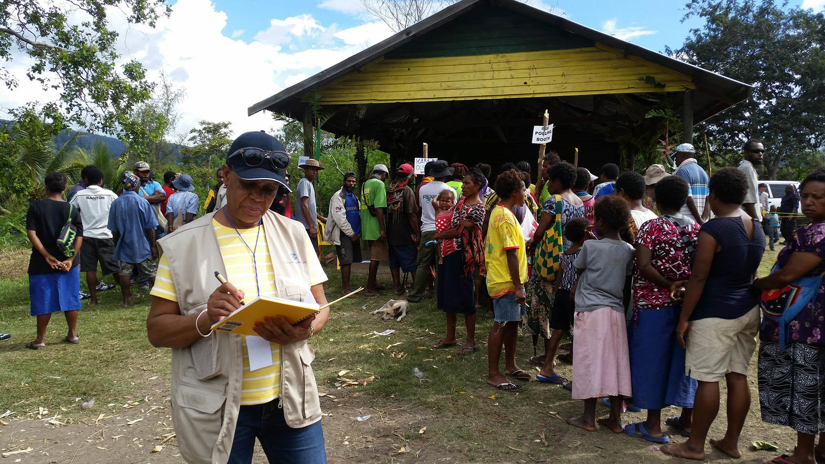 Philippine election booth outdoor crowds