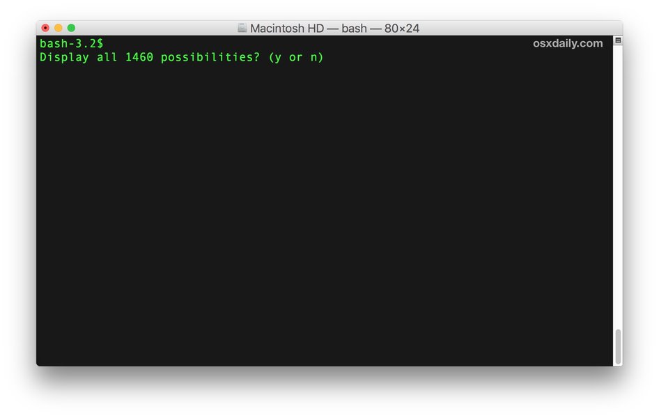 terminal commands display