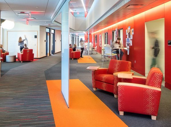 university campus building and study spaces