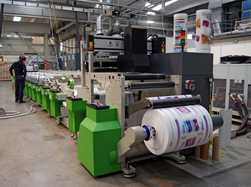 industrial printing press on paper