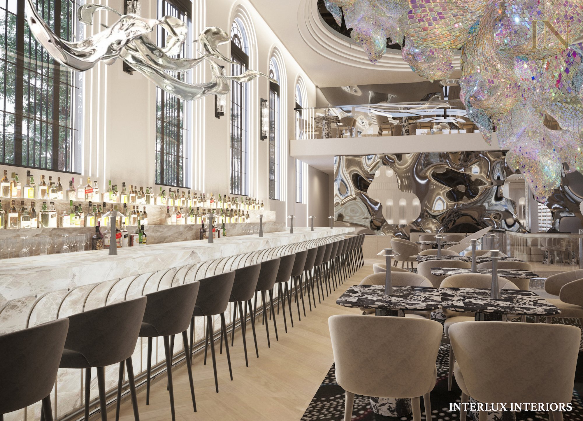 luxurious steakhouse restaurant interior