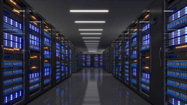 modern server rooms and digital interfaces