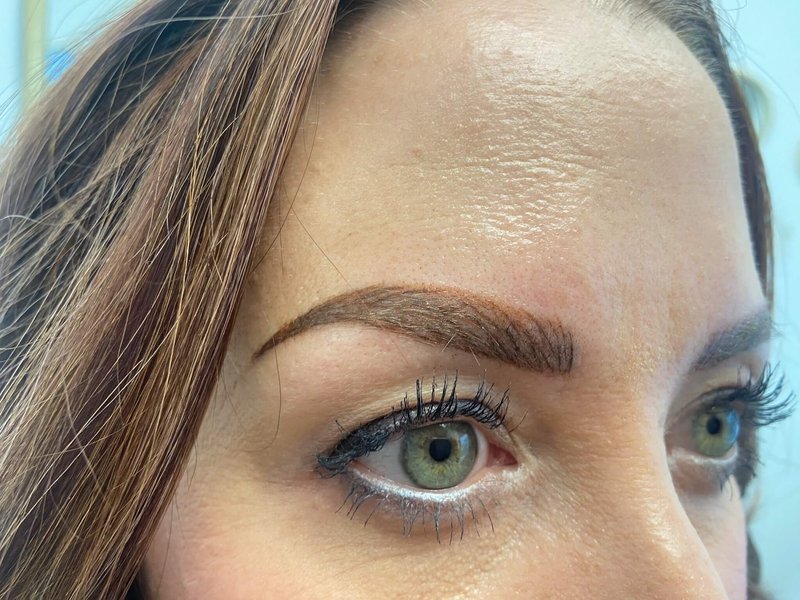 close up of realistic nano brows eyebrow enhancement