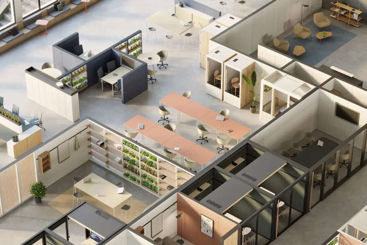 complex modular architecture physical workspace