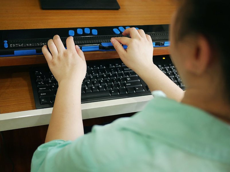Person using screen reader technology