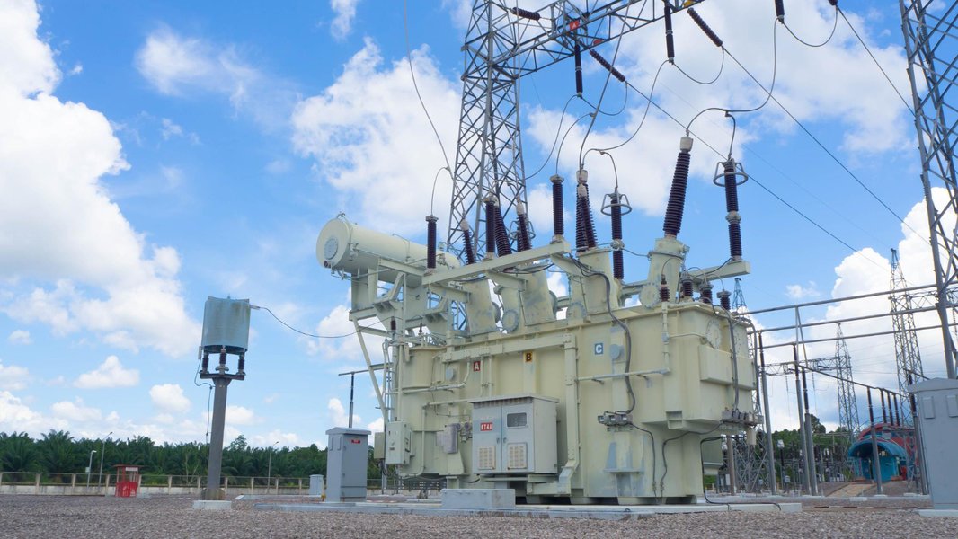 Large power transformer in a substation
