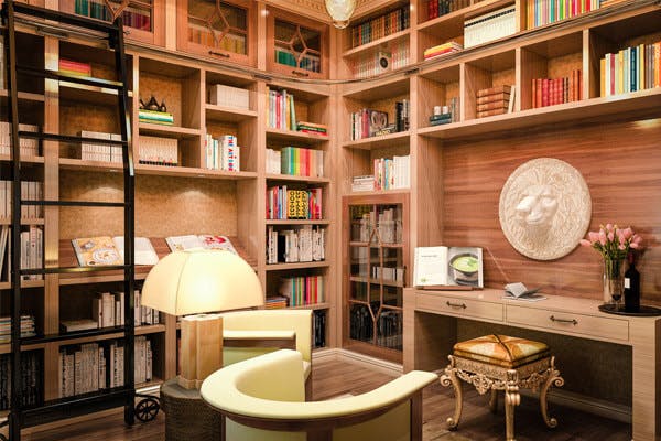 library bookshelves