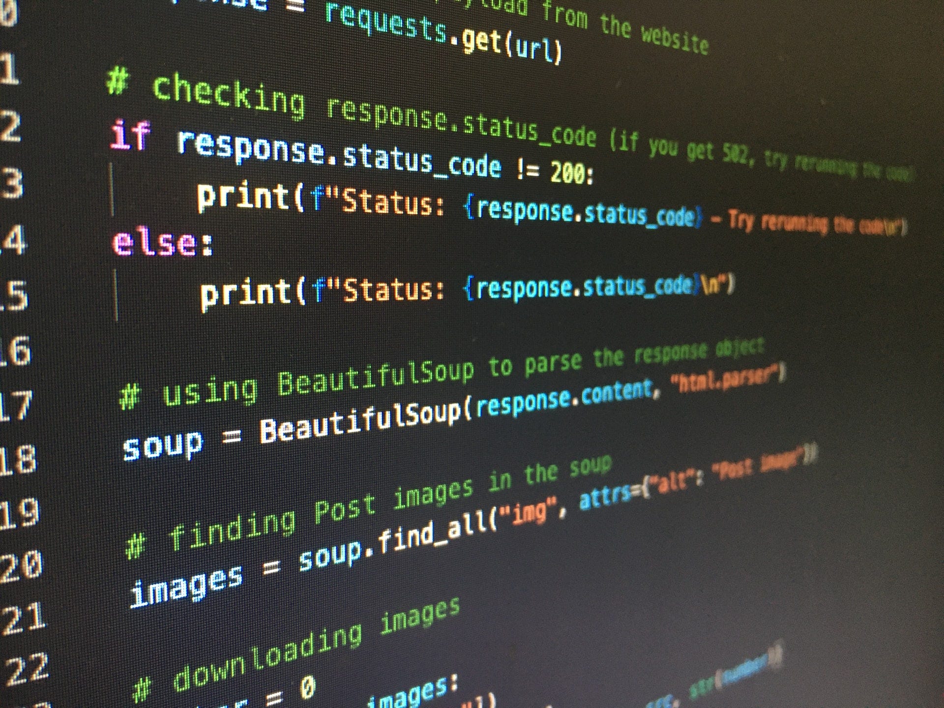 Python programming code on screen