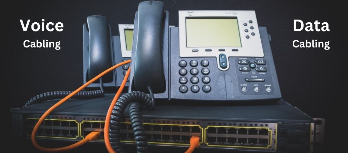 cables, digital communication devices, modern office communication setup