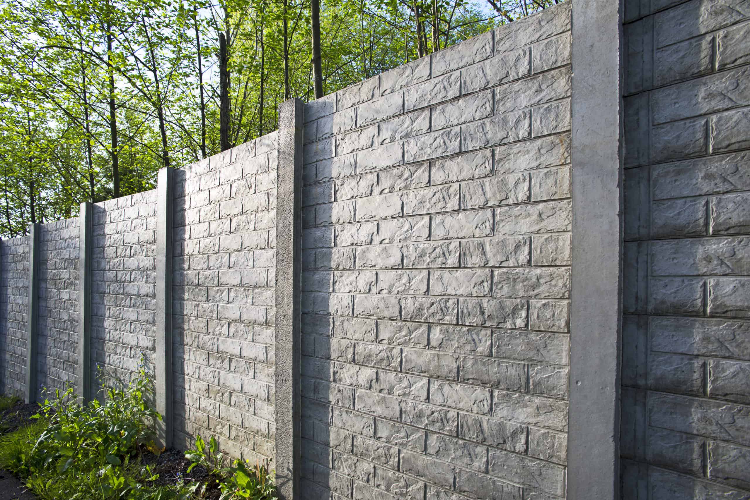 concrete fences, construction materials, scenic industrial buildings
