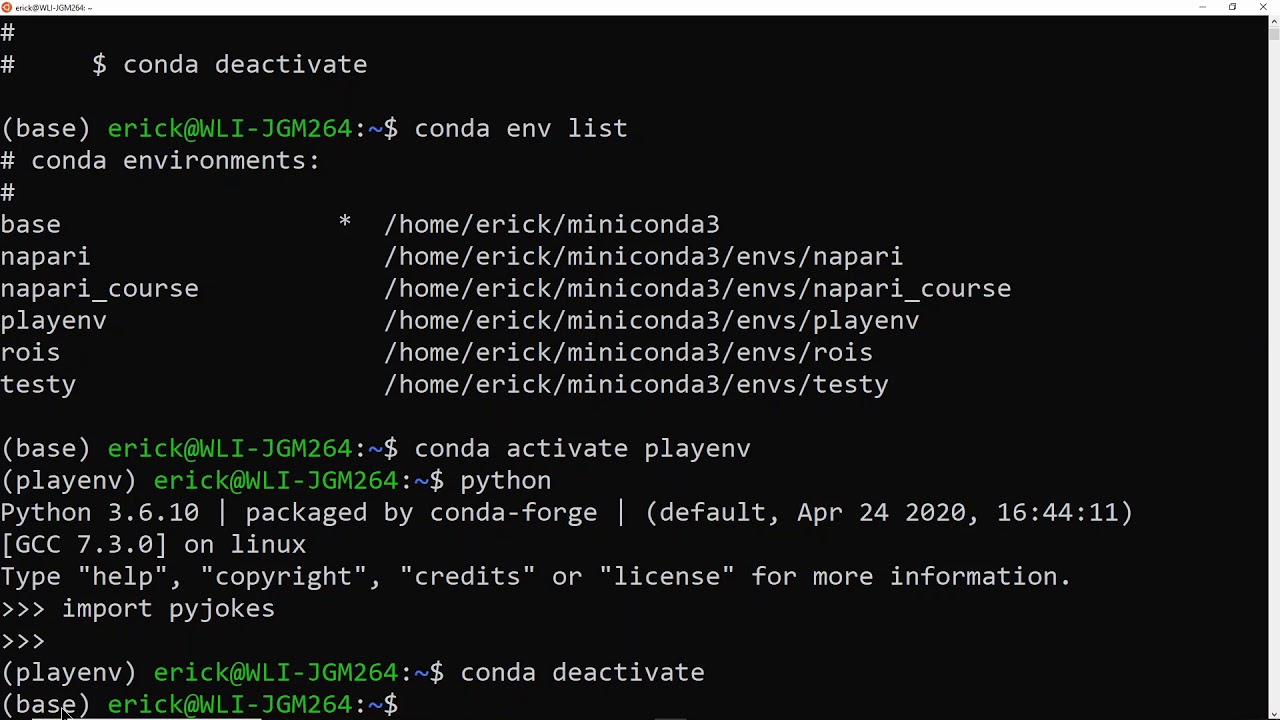 conda laptop working environment