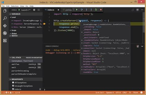 Visual Studio Code: Node.js with TypeScript and Debugging – Cross ...