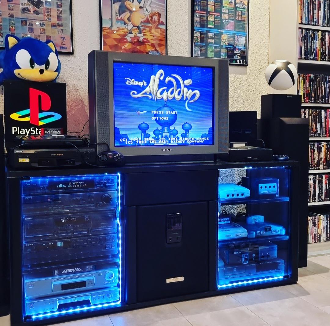 retro gaming console setup