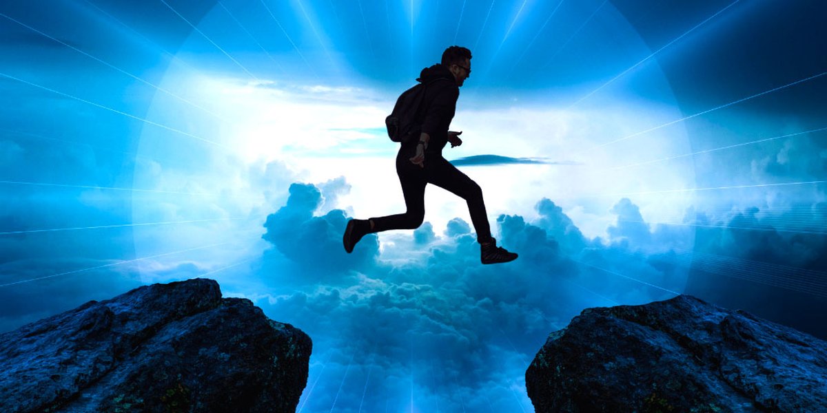 Silhouette of a person reaching a mountain peak, symbolizing overcoming obstacles with help