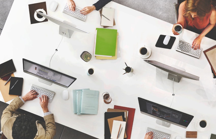 modern office with digital documents