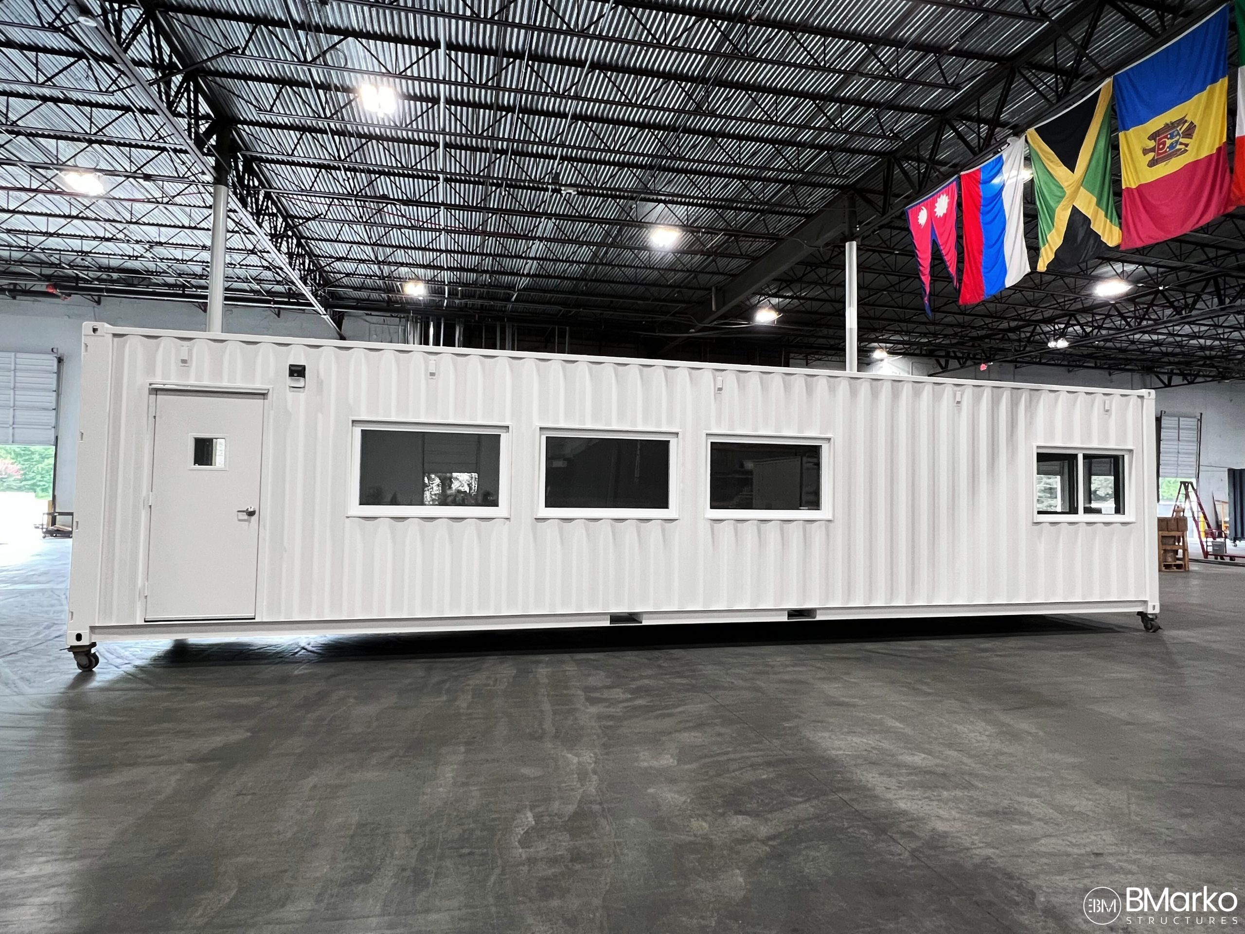shipping containers in industrial setting