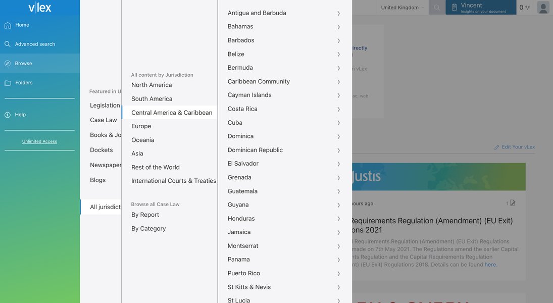 Interface for Caribbean Law Database