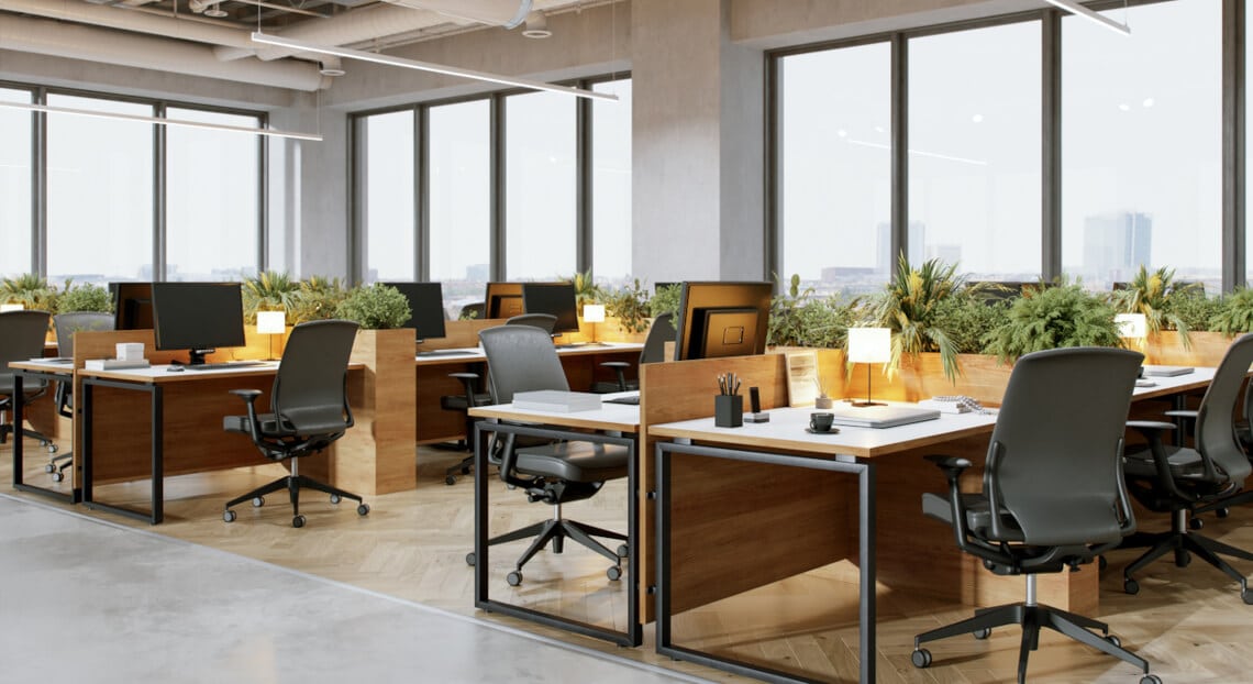 office building and work desk