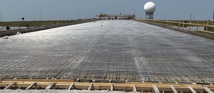 concrete bridge with steel reinforcement